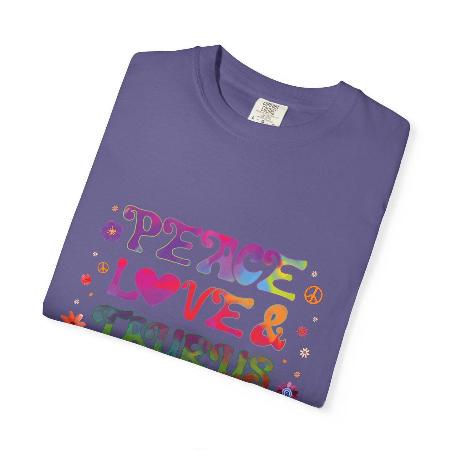 Peace Love & Taurus – Earthy Retro Zodiac Tee