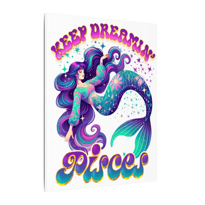 Keep Dreamin’ Pisces Mermaid – Retro Rainbow Zodiac Canvas Wall Art