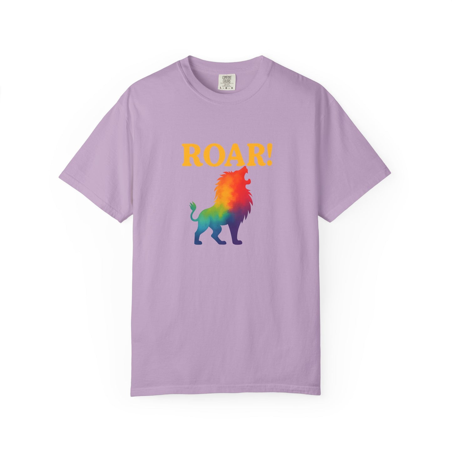 ROAR! – Retro Rainbow Lion Tee for Cosmic Confidence