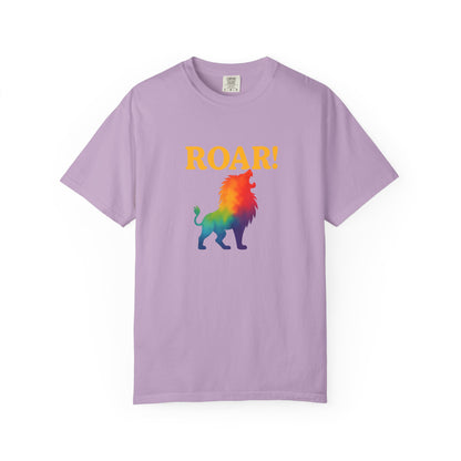 ROAR! – Retro Rainbow Lion Tee for Cosmic Confidence