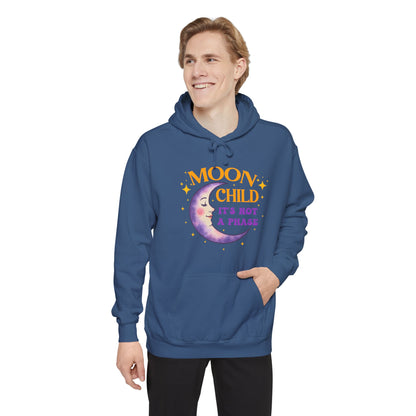 Moon Child Not a Phase Unisex Hoodie – Colorful Celestial Comfort Colors Midweight Hoodie
