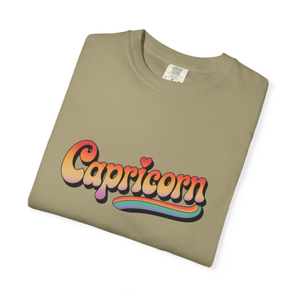 Capricorn – Retro Rainbow Groovy Zodiac Tee