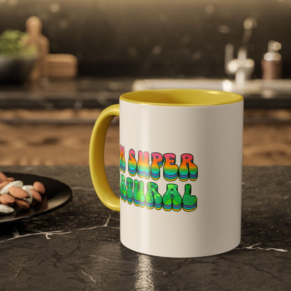 I’m Super Natural – Groovy Earth Goddess Two-Sided Mug (Yellow or Green, 11oz & 15oz)