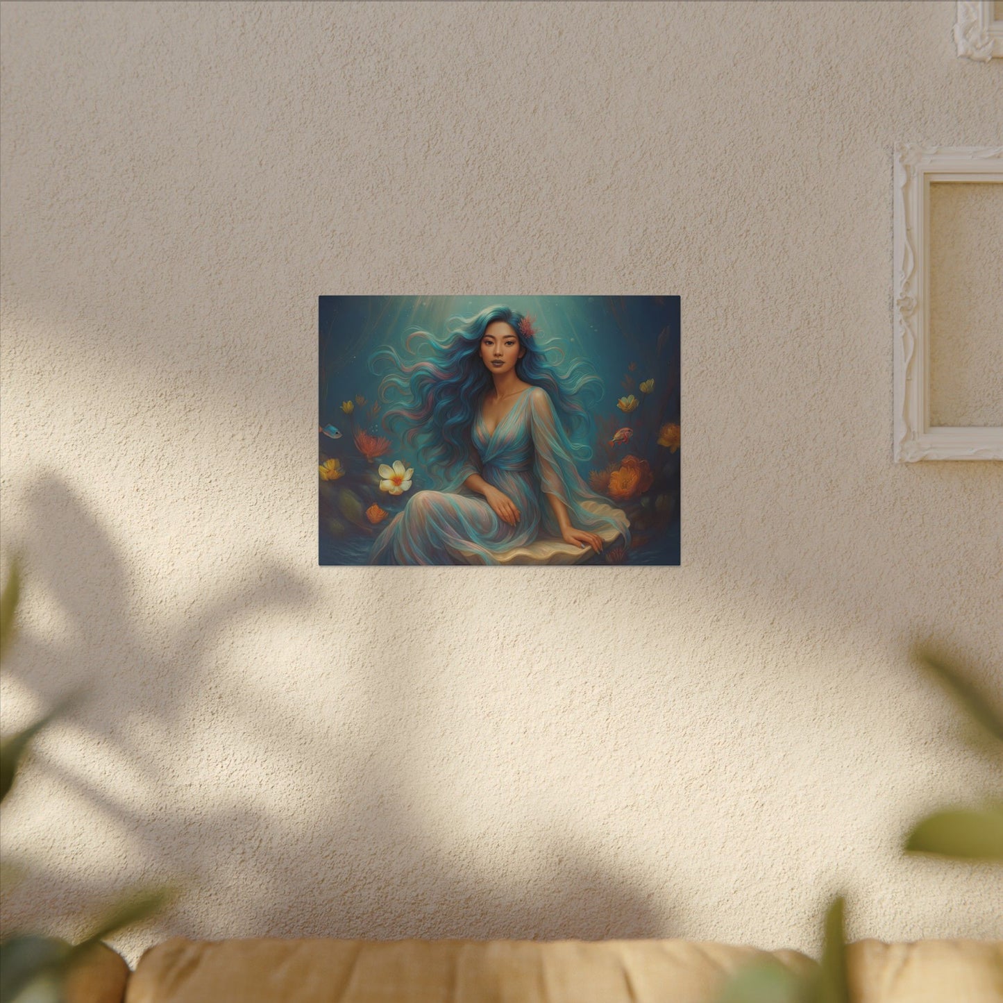 Pisces Zodiac Wall Art, Ocean Goddess Canvas Print, Astrology Home Decor, Pisces Gift for Her, Underwater Fantasy Painting, Star Sign Wall Decor