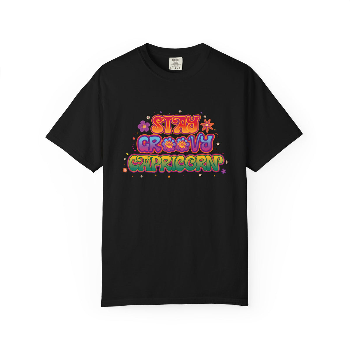 Stay Groovy Capricorn – Retro Flower Power Zodiac Tee