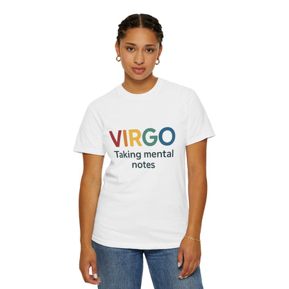 VIRGO Taking Mental Notes – Rainbow Minimalist Zodiac Tee