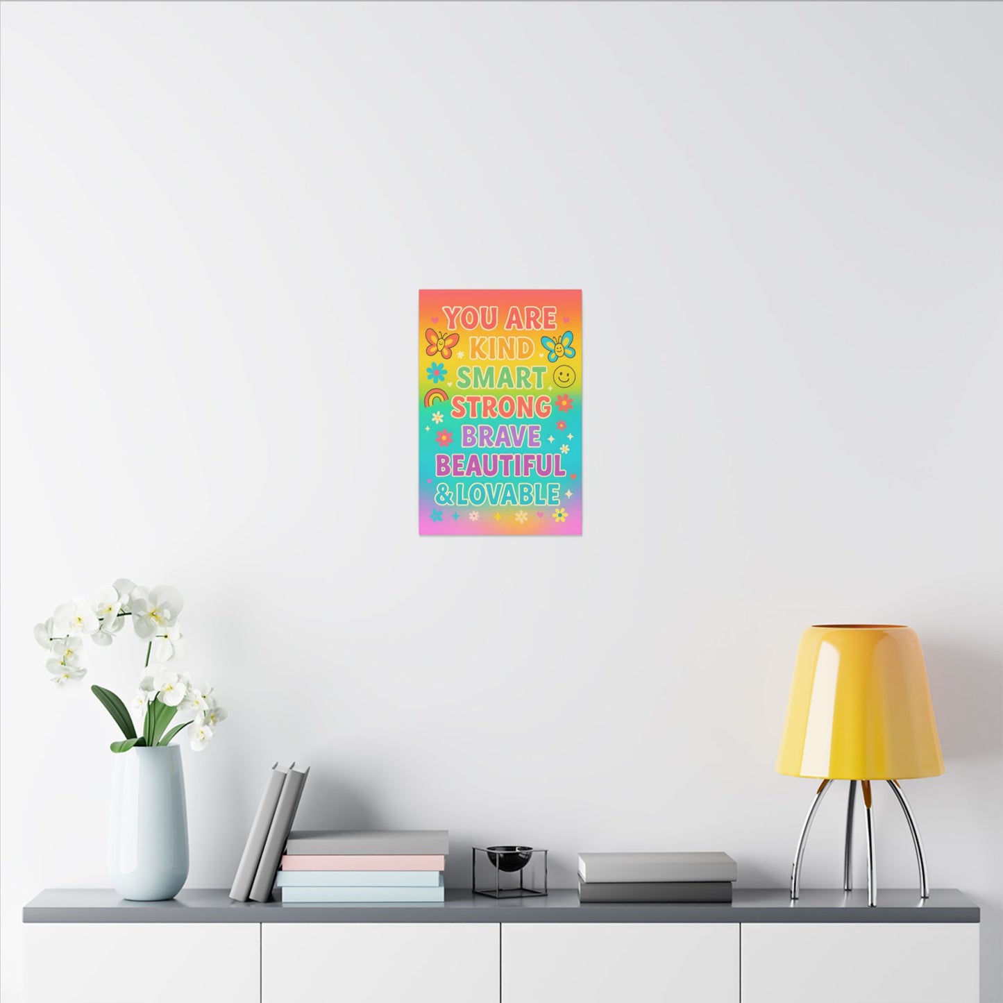 You Are Kind Smart & Strong – Rainbow Affirmation Canvas Wall Art