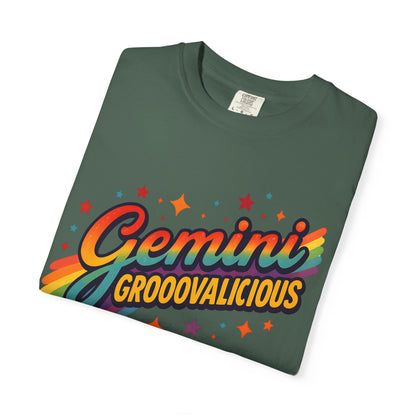 Gemini Groovalicious - Retro Disco Rainbow Zodiac Tee - Enchanted Sky