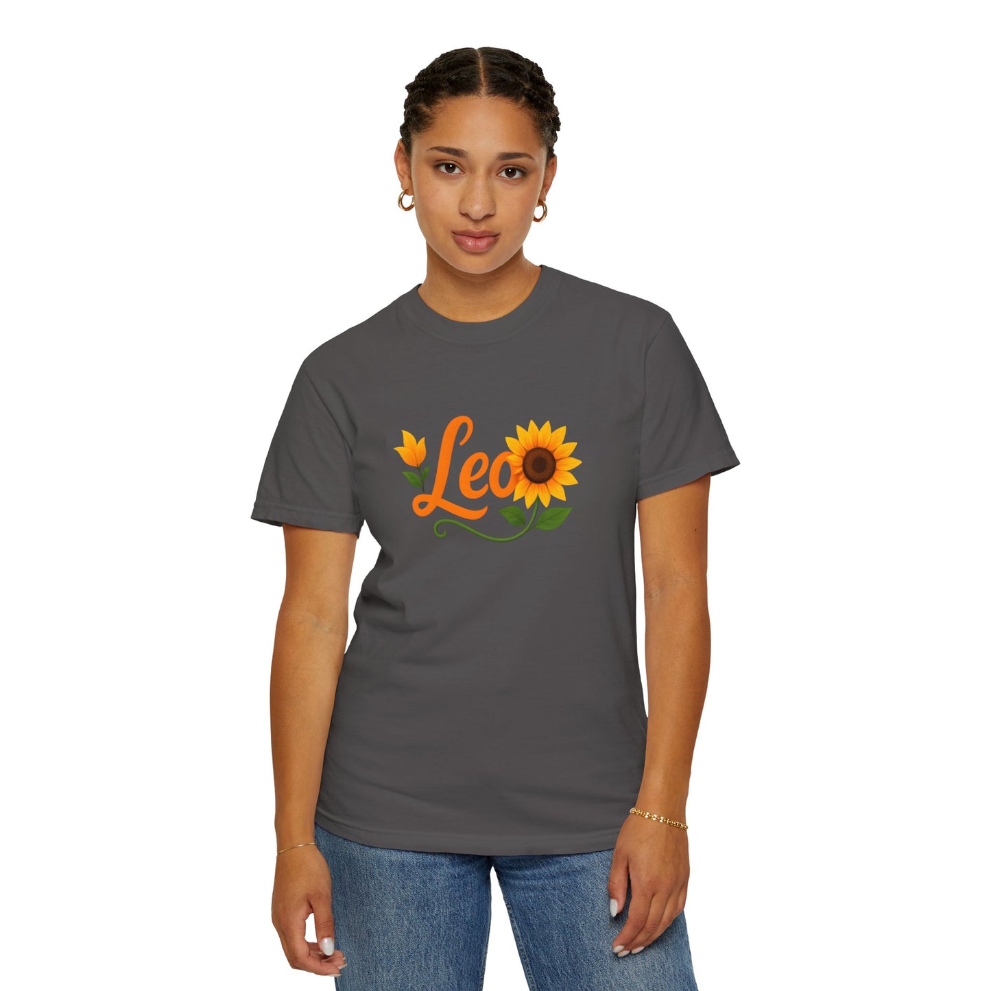 Leo Sunflower Tee – Retro Zodiac Shirt