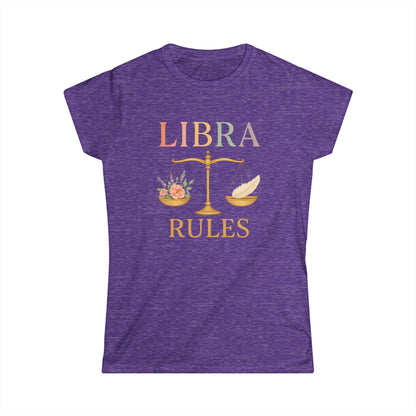 Libra Rules Women’s Softstyle Tee – Empowering Zodiac Celestial Shirt