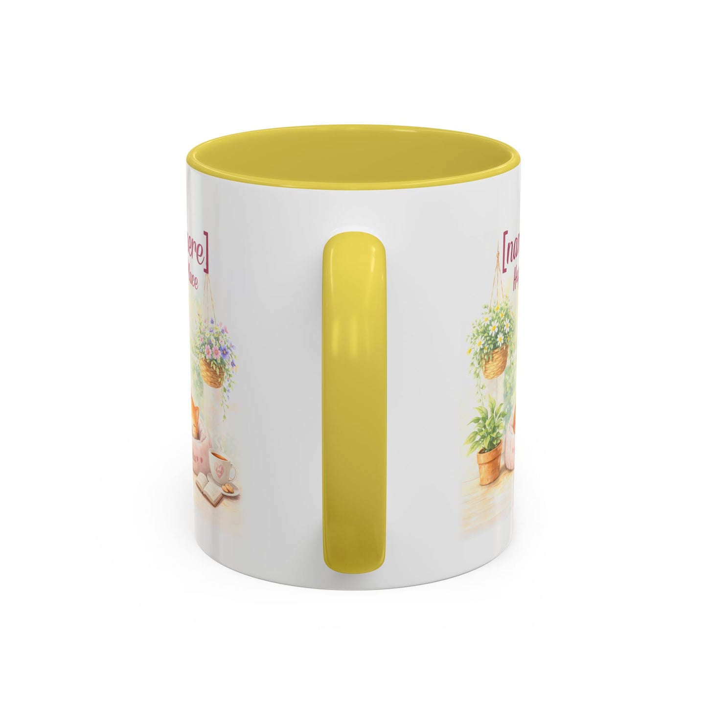 Personalized Name Cat Mug - Custom "Happy Place" Ceramic Mug for Cat Lovers