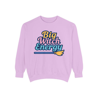 Big Witch Energy Sweatshirt – Colorful Pastel Broom Pullover