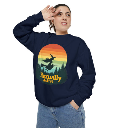 Hexually Active Unisex Crewneck – Sassy Retro Comfort Colors Midweight Sweatshirt