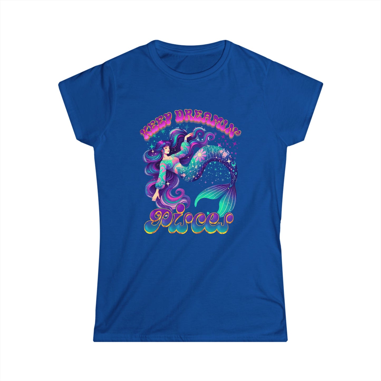 Keep Dreamin’ Pisces Women’s Softstyle Tee – Empowering Retro Zodiac Shirt