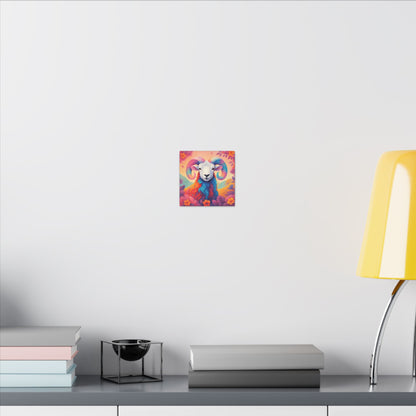 Rainbow Ram - Radiant Blossoms (Aries inspired) Wall  Art