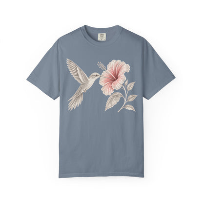 Vintage Hummingbird & Hibiscus Floral T-Shirt