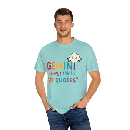 Gemini I Always Think in Air Quotes Tee – Colorful Zodiac Humor Shirt