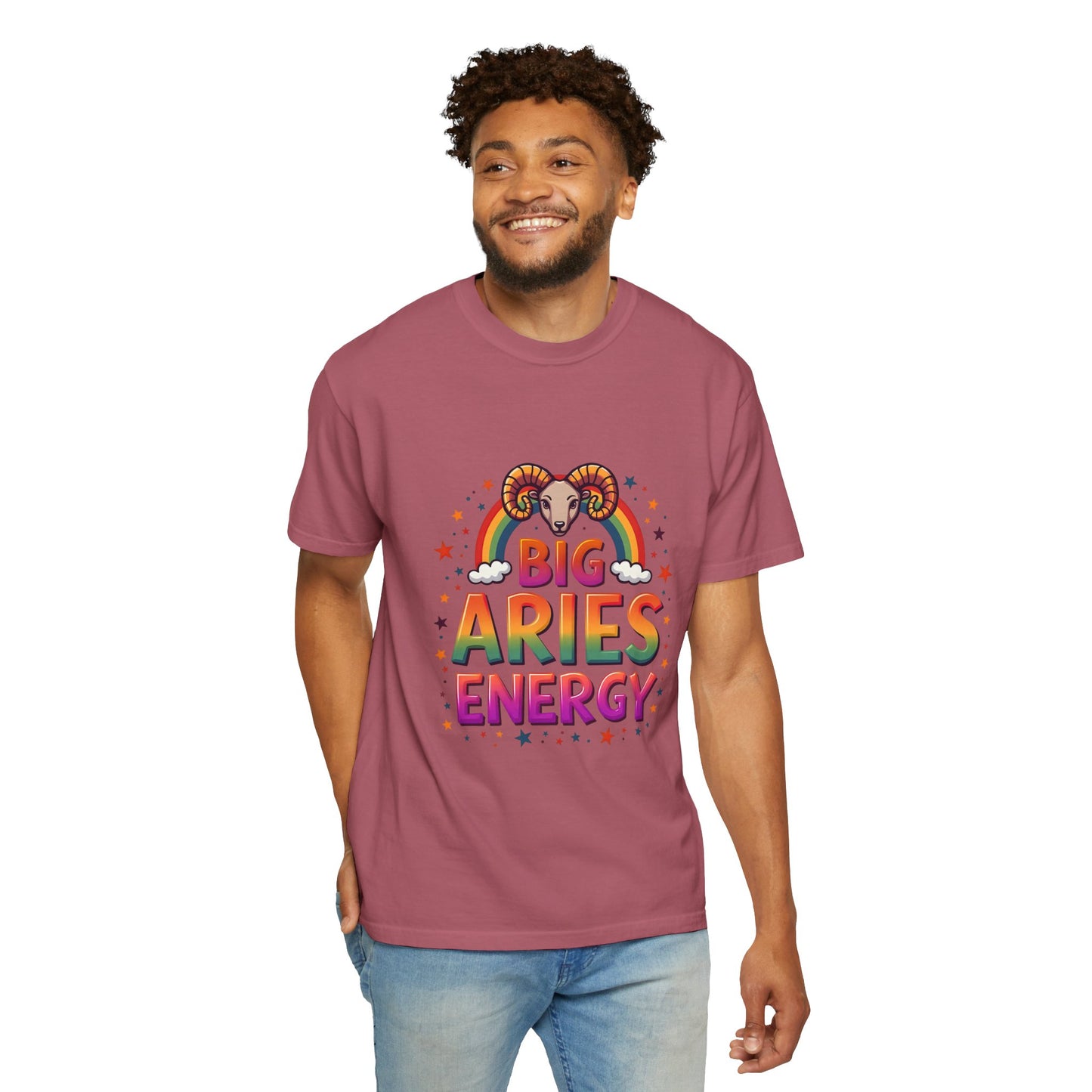 Big Aries Energy T-Shirt | Astrology Zodiac Tee | Comfort Colors Aries Shirt | Fire Sign Birthday Gift | Retro Horoscope Graphic Tee for Aries Lovers