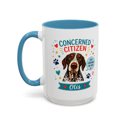 Personalized Dog Mug "Concerned Citizen" | Custom Pet Color Accent Mug with Dog Photo & Name | Funny Dog Lover Gift