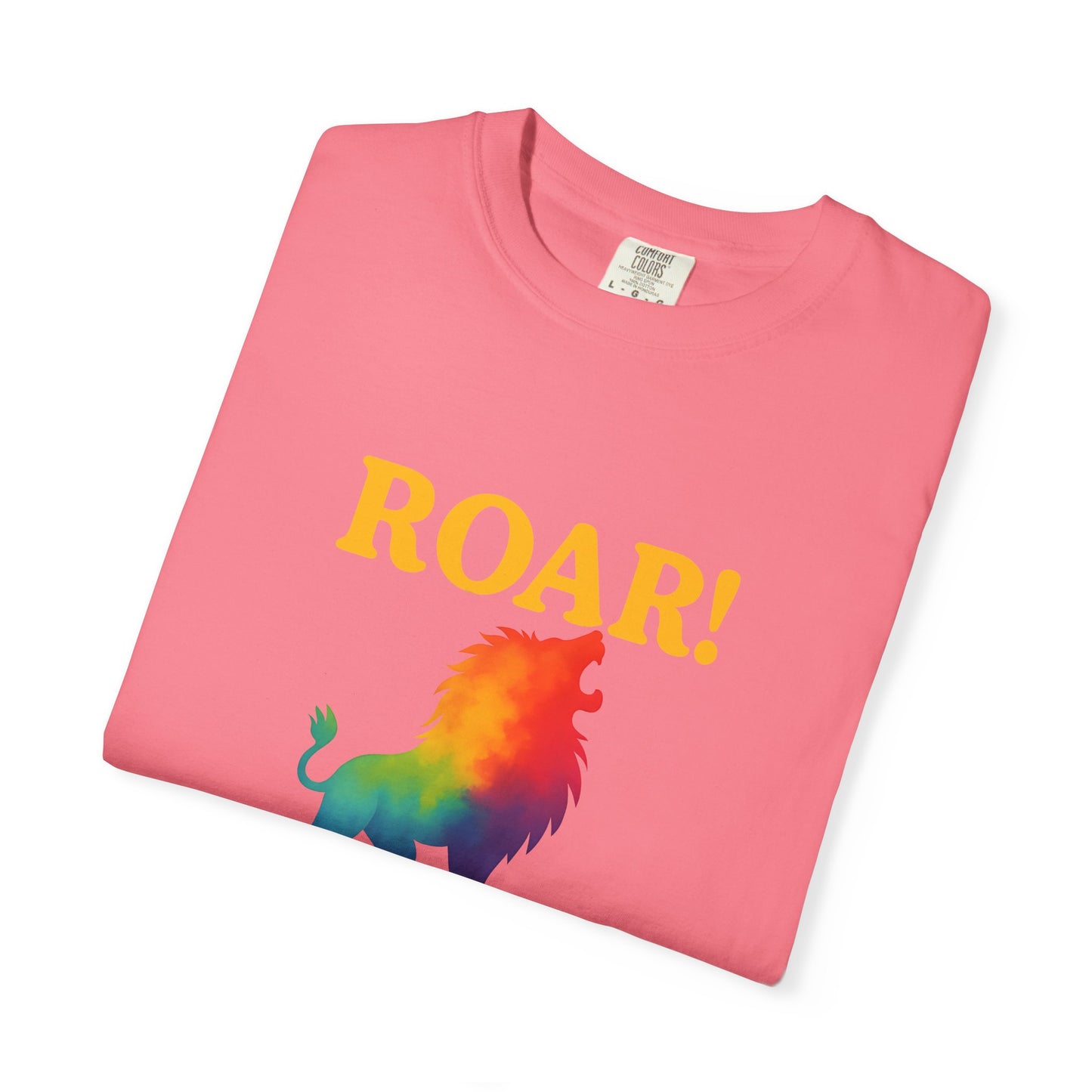 ROAR! – Retro Rainbow Lion Tee for Cosmic Confidence