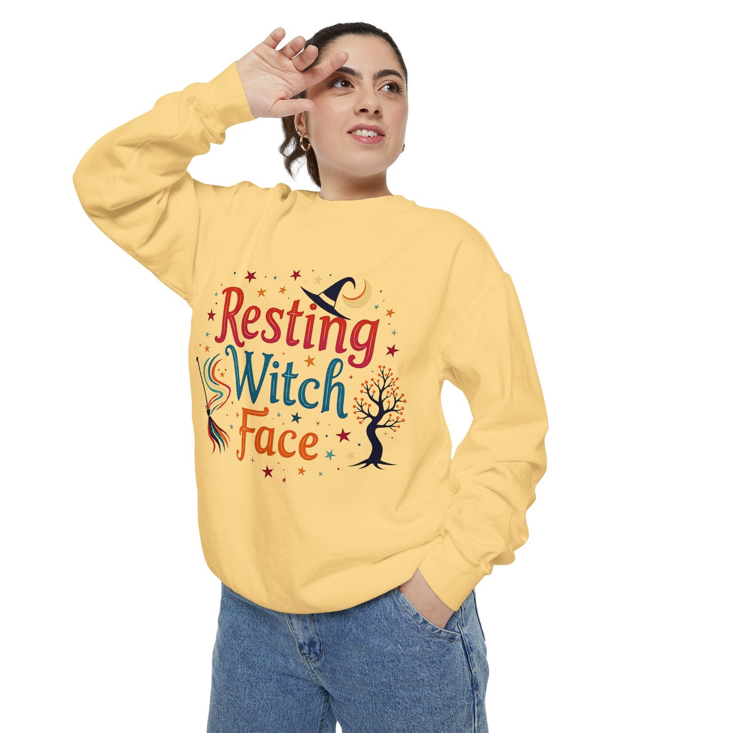 Resting Witch Face Sweatshirt – Retro Halloween Witch Pullover