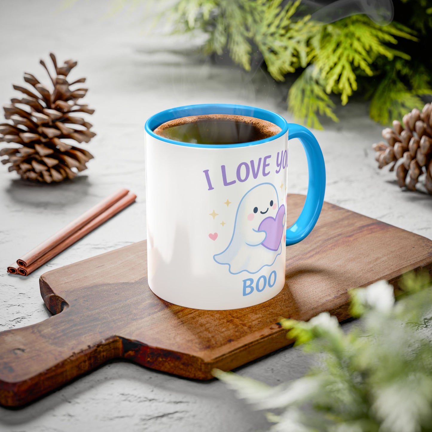 I Love You Boo – Cute Ghost Love Mug (Blue Accent 11oz & 15oz)