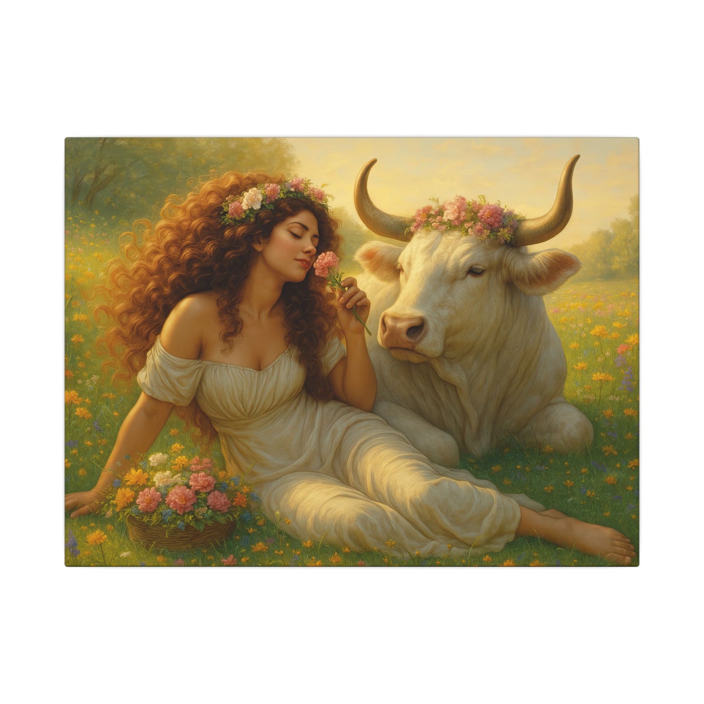 Beauty and the Bull: Art Nouveau Taurus Goddess Wall Art