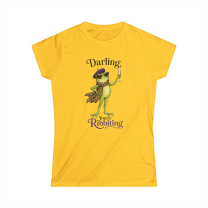 Darling, You’re Ribbiting Women’s Frog Tee | Funny Fashion Frog Affirmation Shirt | Glam Frog Graphic Tee
