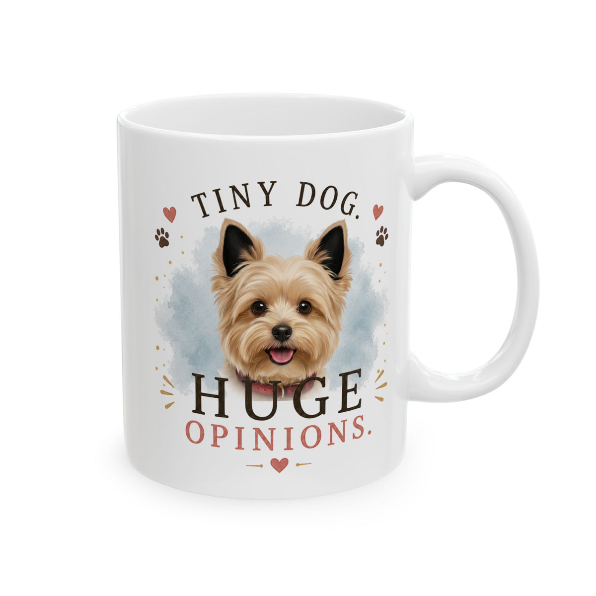Custom Pet Mug with Photo and Name, Tiny Dog Huge Opinions, Personalized Pet Coffee Cup for Dog Lover, Gift for Dog Mom and Dad
