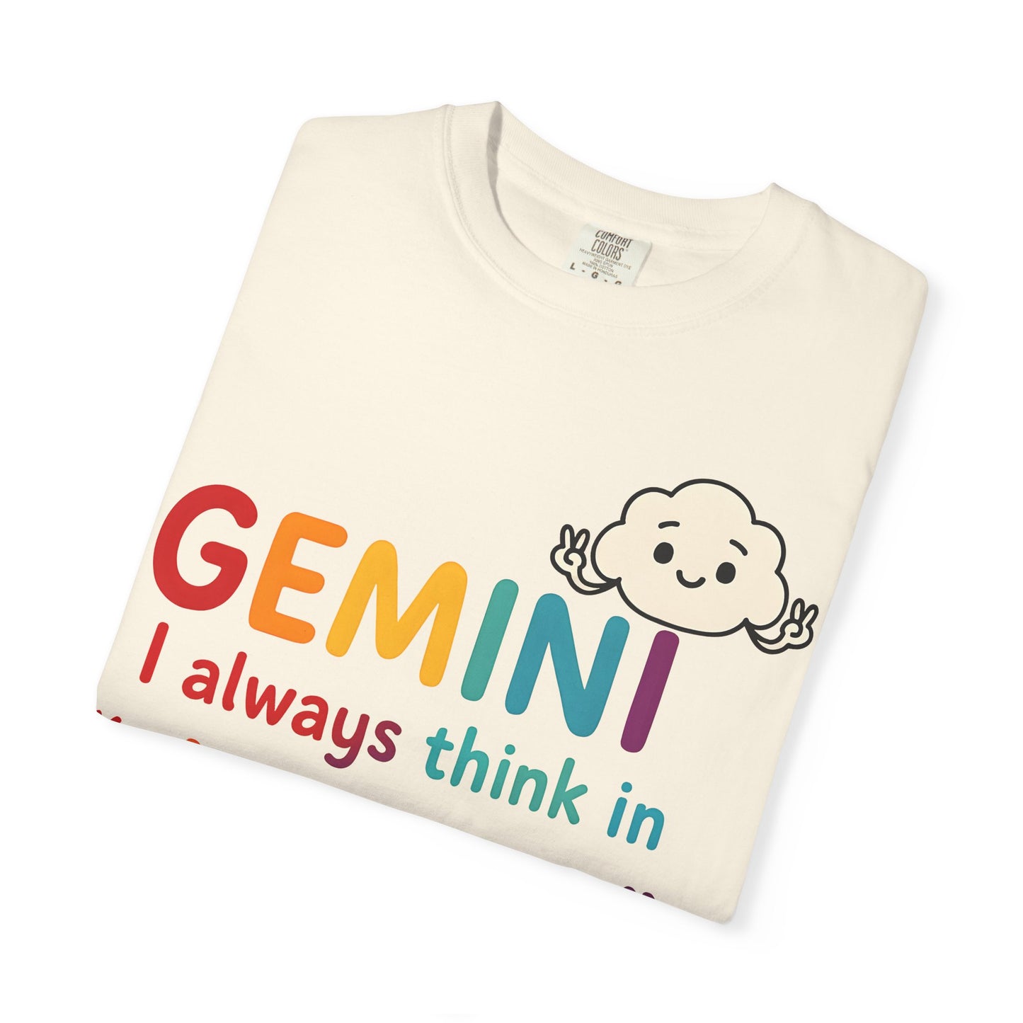 Gemini I Always Think in Air Quotes Tee – Colorful Zodiac Humor Shirt