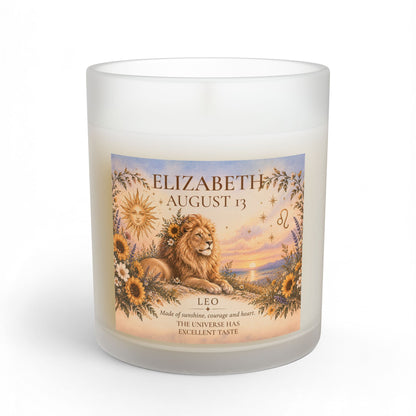 Personalized Leo Zodiac Lion Astrology Candle 11oz