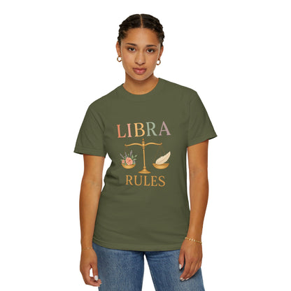 Libra Rules – Elegant Floral Zodiac Balance Tee