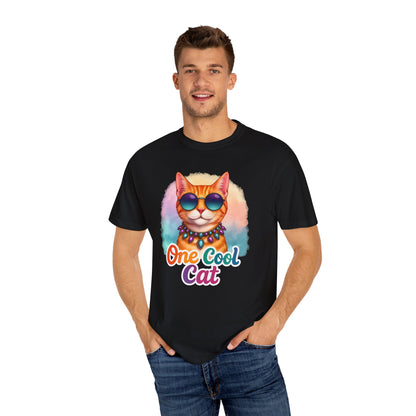 One Cool Cat  -  Funny Retro Groovy Cat Lover Tee