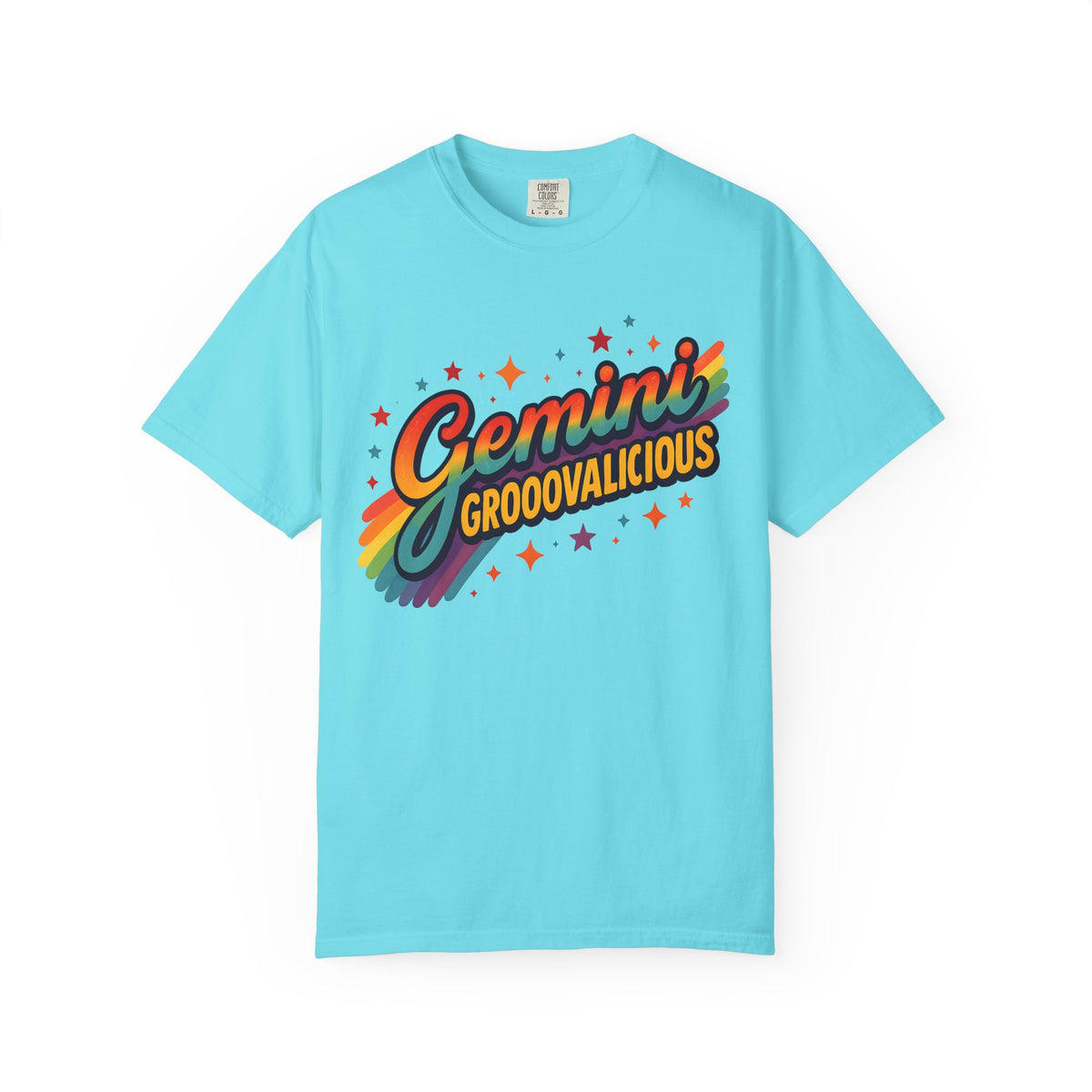 Gemini Groovalicious - Retro Disco Rainbow Zodiac Tee - Enchanted Sky