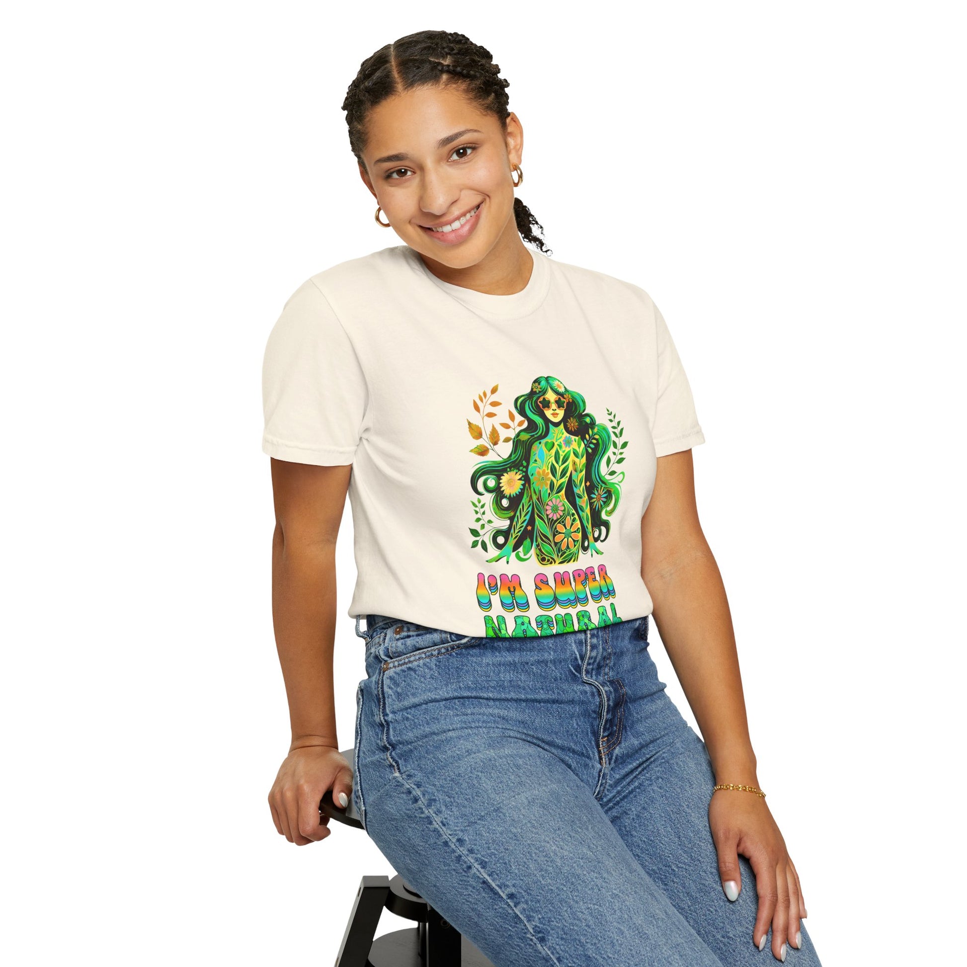 I’m Super Natural Colorful Retro Tee – Groovy Flower Power Goddess virgo t Shirt