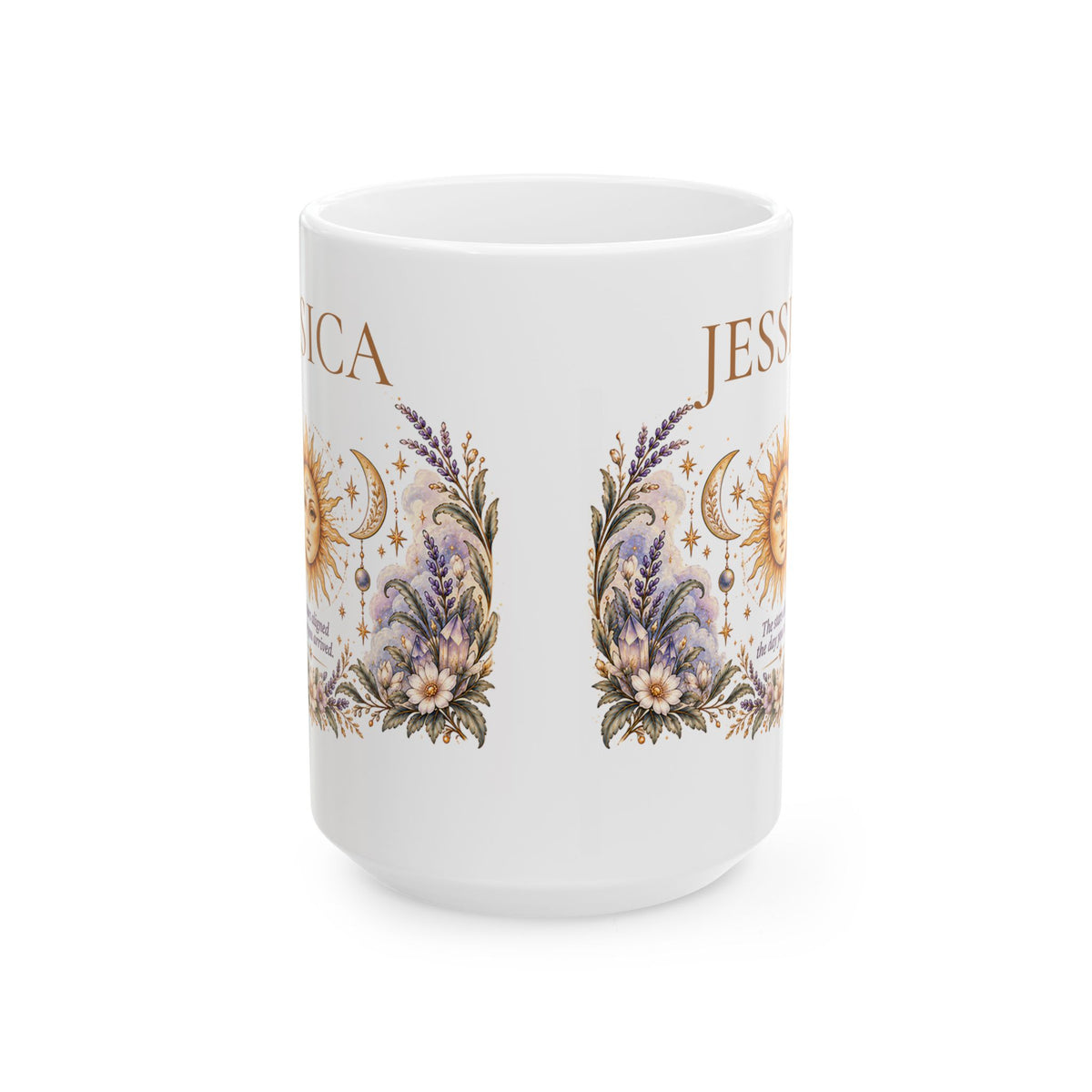 Personalized Celestial Mug, Custom Name Gift, Sun Moon Coffee Cup, Boho Astrology Gift, Birthday Gift for Her