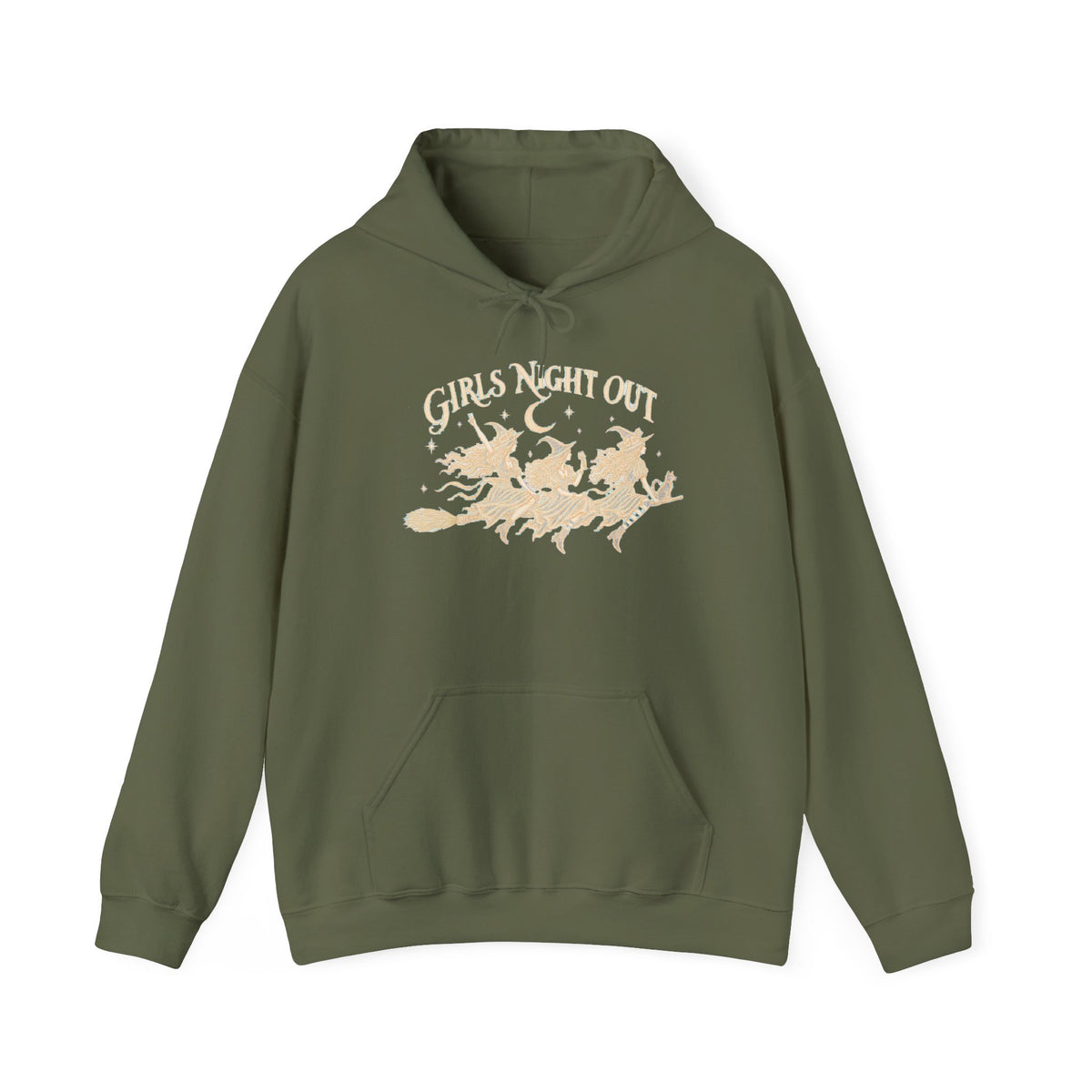 Girls Night Out Hoodie | Funny Witches on a Broom Graphic Halloween Pullover
