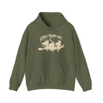 Girls Night Out Hoodie | Funny Witches on a Broom Graphic Halloween Pullover