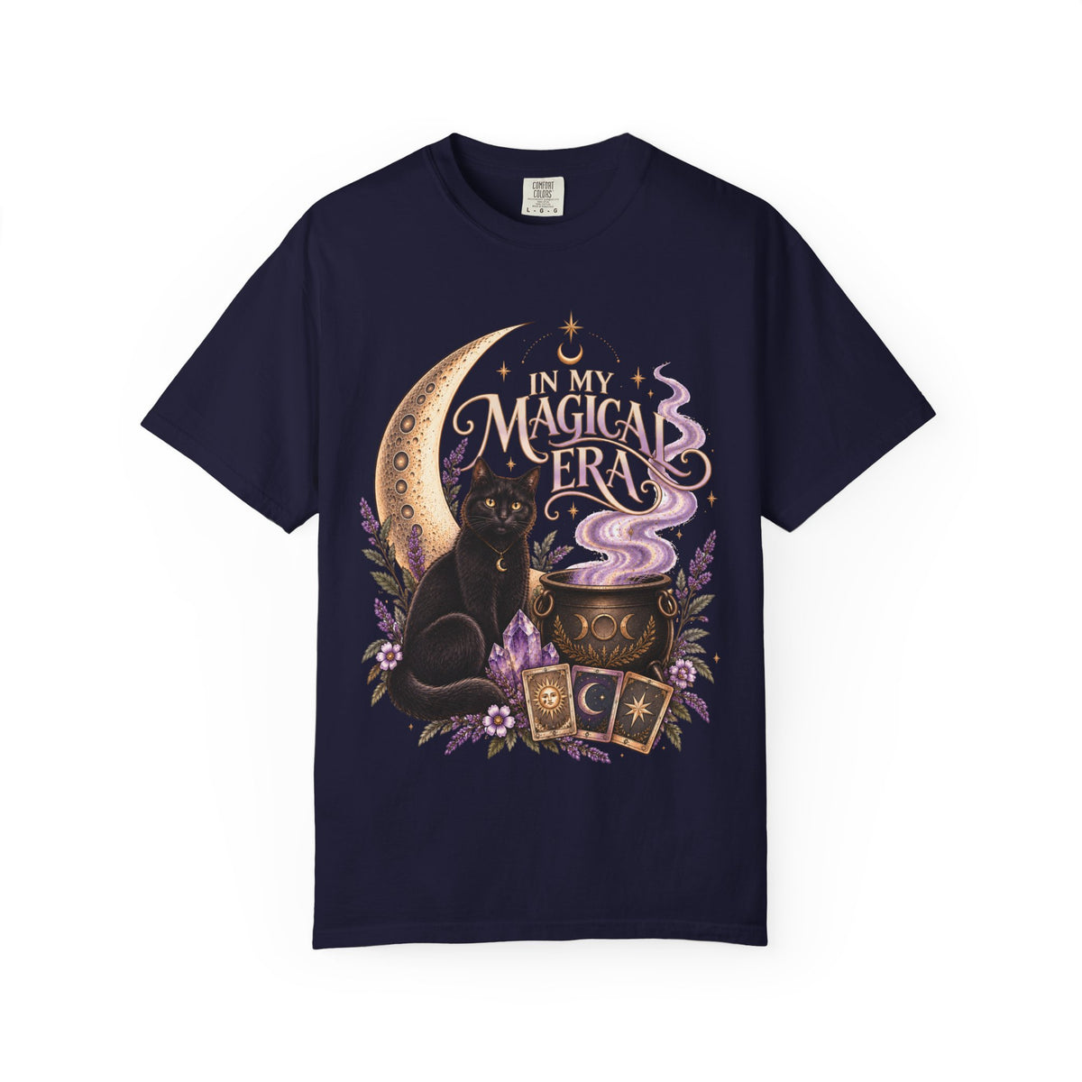 Witchy Floral Black Cat Shirt - In My Magical Era Vintage Celestial Tee