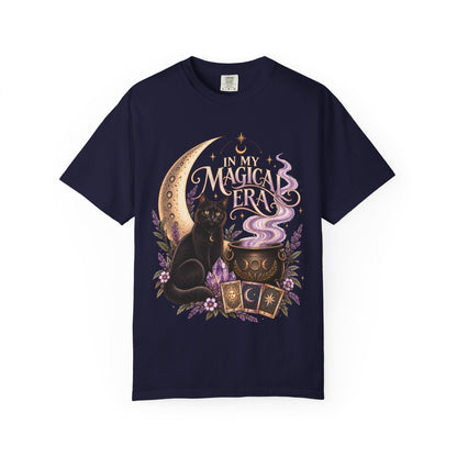Witchy Floral Black Cat Shirt - In My Magical Era Vintage Celestial Tee