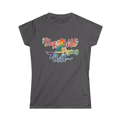 Stay Wild Pisces Child Women’s Softstyle Tee – Empowering Mermaid Zodiac Shirt