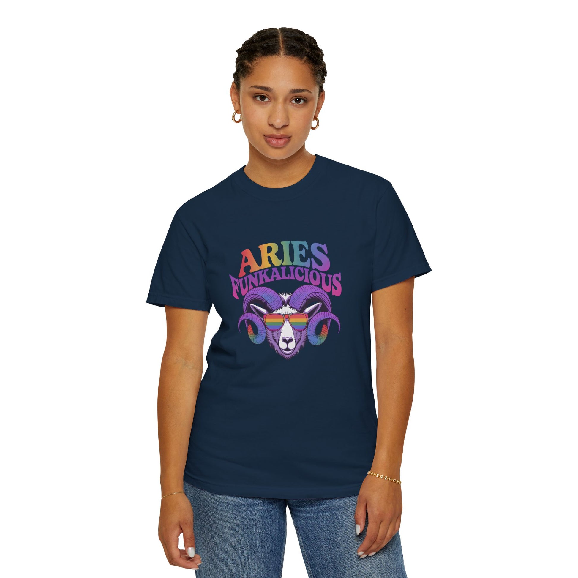 Aries Funkalicious – Rainbow Retro Ram Zodiac Tee