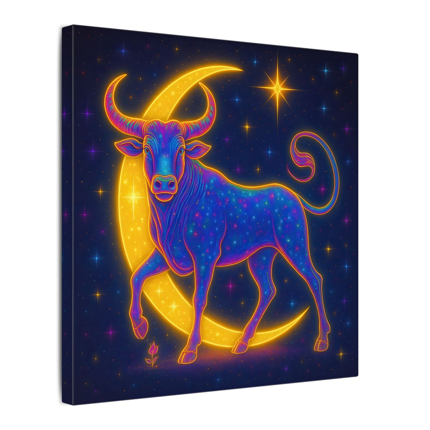 Radiant Rainbow Bull – Celestial Wall Art (Taurus Inspired)