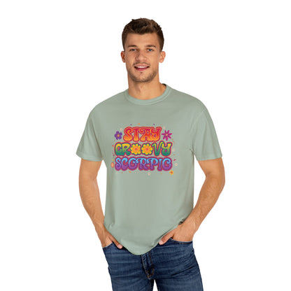 Stay Groovy Scorpio Tee – Groovy Flower Power Zodiac Shirt