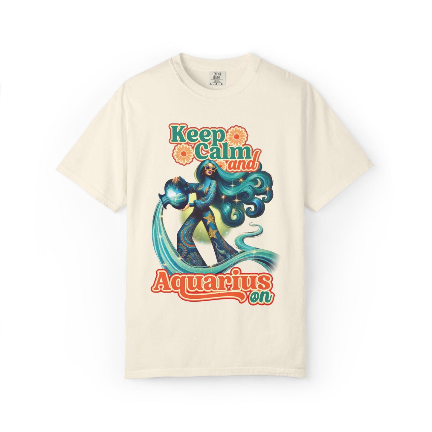 Keep Calm and Aquarius On – Retro Water Bearer Zodiac Tee
