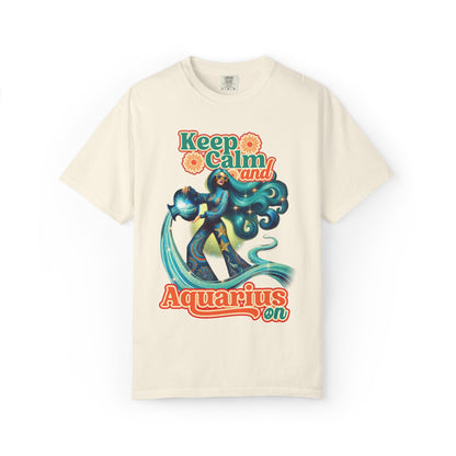 Keep Calm and Aquarius On – Retro Water Bearer Zodiac Tee