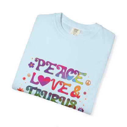 Peace Love & Taurus – Earthy Retro Zodiac Tee