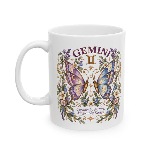 Celestial Butterfly Gemini Zodiac Sign Coffee Cup