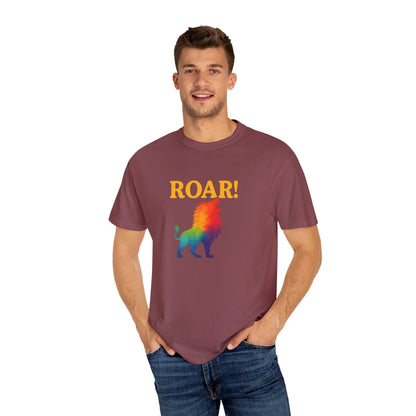 ROAR! – Retro Rainbow Lion Tee for Cosmic Confidence