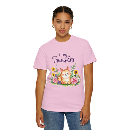 In My Taurus Era Tee – Colorful Zodiac Cat Shirt